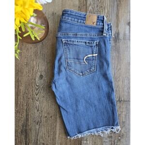 American Eagle AEO Super Stretch‎ Midi Cut Off Shorts Women Size 2 Low Rise